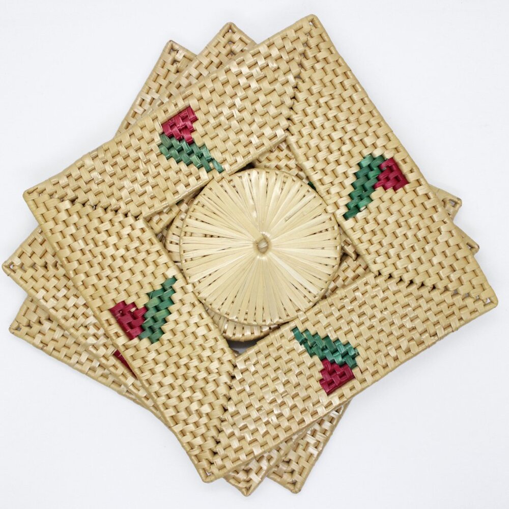 Set of 3 Vintage 9" Woven Straw Trivets, Pot Holders